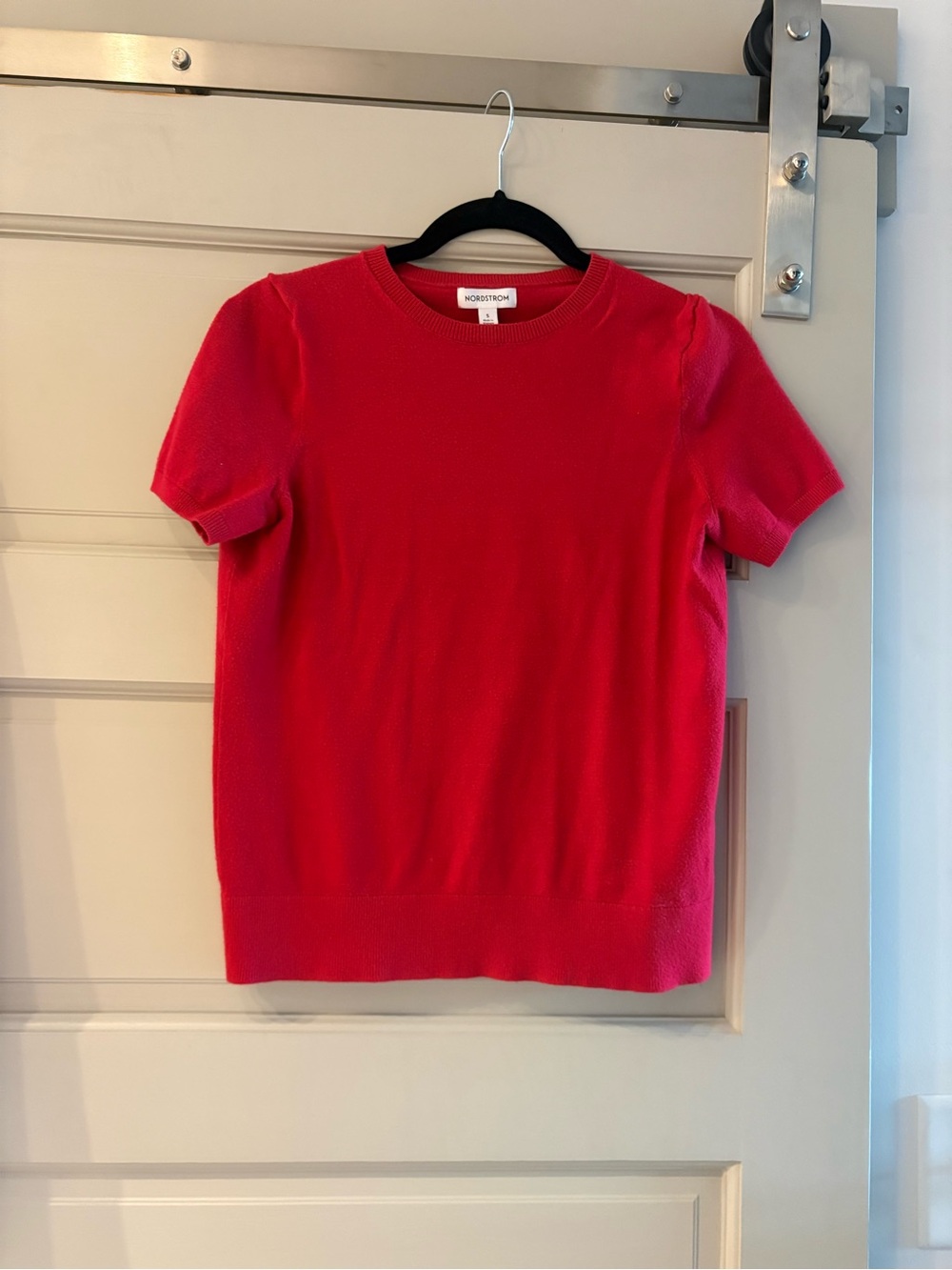 Nordstrom Short-Sleeve Red Knit Top
